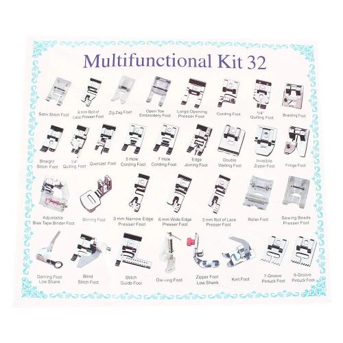 32/42Pcs Multi-fonctionnel Machine à coudre domestique Tressage Point aveugle Darning Pied-de-biche