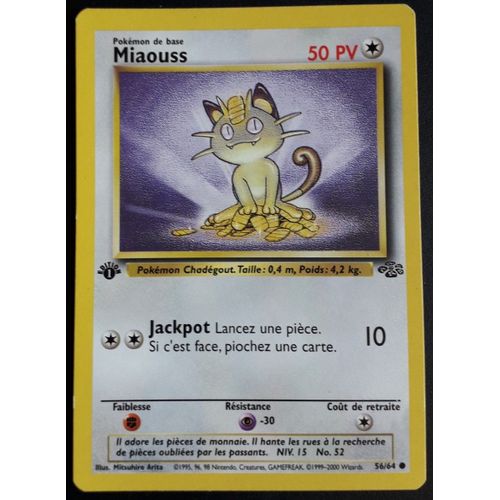 Carte Pokémon Miaouss 56/64 [Premiere Edition 1] - Jungle Wizards (Fr)