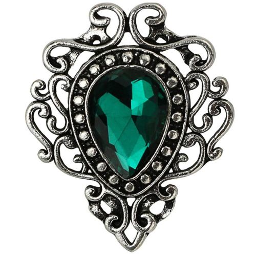 À La Mode Rétro Royal Court Style Pierre Précieuse Artificielle Broche Vêtements Accessoire (Vert)
