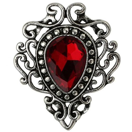 À La Mode Rétro Royal Court Style Pierre Précieuse Artificielle Broche Vêtements Accessoire (Rouge)
