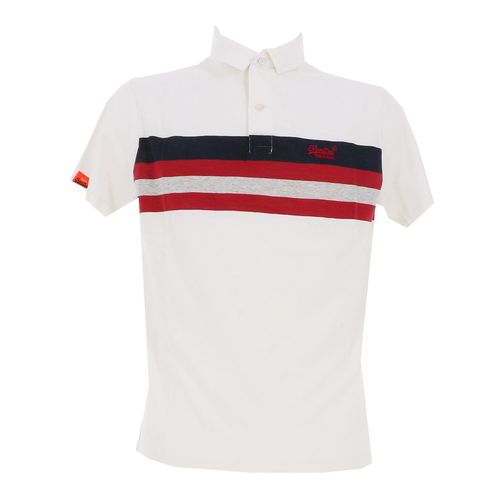Polo Manches Courtes Superdry Lightweight Stripe Jersey Polo Wht Blanc Xxl