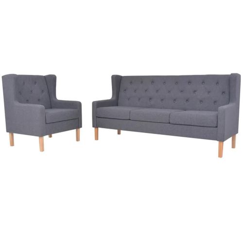 Ensemble De Canapés 2 Pcs Tissu Gris