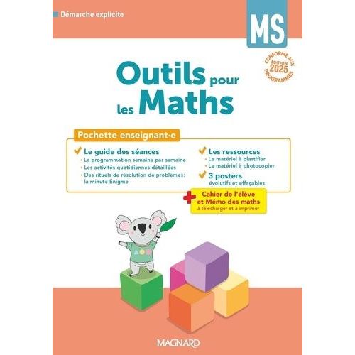 Outils Pour Les Maths Ms - Pochette Enseignant.E Avec Un Guide Pédagogique, 3 Posters Et Des Fiches Ressources