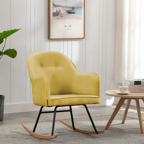 Chaise À Bascule Jaune Moutarde Velours