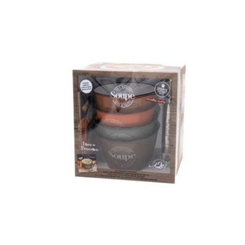 Ce Soir, On Soupe ! - Avec 4 Bols En Céramique, Finition Mate De 500 Ml, 1 Couteau Éplucheur Gravé En Inox Et 1 Livre De 35 Recettes Qui Suivent Le Rythme Des Saisons