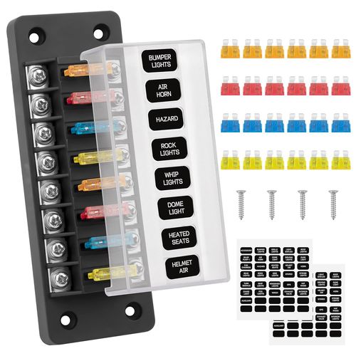 Boîte Fusibles 8 Voies Porte Fusible 12v Boite Fusible Voiture Avec 24 Fusibles Et Autocollants Pour Automobile Bateau Fourg[6091]