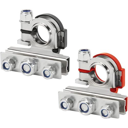 Lot De 2 Bornes De Batterie, Cosse Batterie 3 Voies 12 V En Cuivre Étamé, Raccordement De Batterie Positif Et Négatif, Clip [5547]