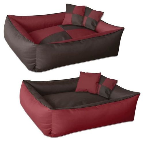 Beddog Max Quattro 2en1, Lit Pour Chien , Panier Corbeille, Coussin De Chien [Xxxl Env. 150x110cm, Sultan (Rouge/Brun)]