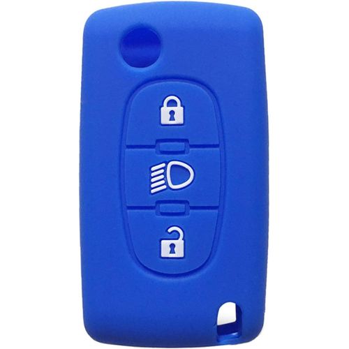 Housse De Clé De Voiture En Silicone Pour Citroën C2 C3 C4 Picasso Xsara C5 C6 C8 Fold Accessoires Pour Coque De Clé (Bleu)[5136]