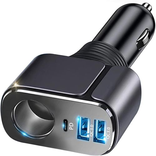 Chargeur Allume Cigare Usb,176w 4 En 1 Usb Allume Cigare,Chargeur De Voiture [Pd3.0 & Double Qc3.0] Prise Allume Cigare Usb [4470]
