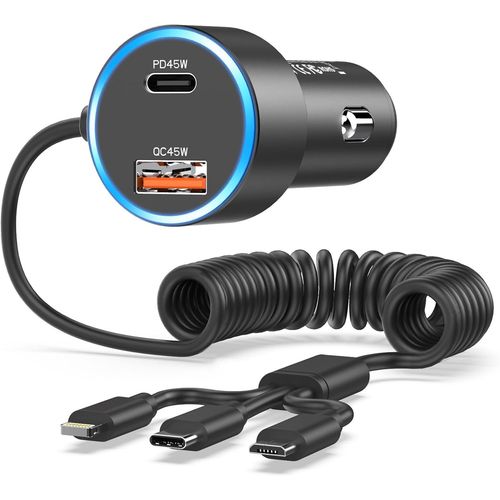 Chargeur Voiture Usb C 90w, Chargeur Allume Cigare Usb C Rapide [Pd45w&qc45w] Adaptateur Prise Allume Cigare Usb Chargeur Te[4025]