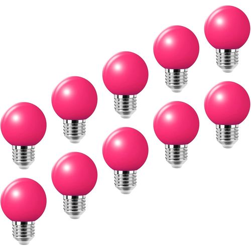Shiba-Lot De 10 E27 Ampoule Couleur Led 2w Colorful Bulb Lampe De Couleur 360° Angle Ac220v-240v, Rouge, Jaune, Bleu, Vert Et Rose[1
