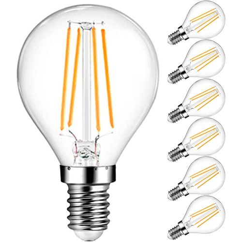 Shiba-Ampoule Led Filament E27 G45, 6w Equivalente À Ampoule Halogène Vintage 44w, Blanc Chaud 540lm 2200k, Non Dimmable, Lot De 6[6
