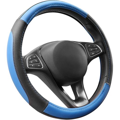 Antidérapant Couvre Volant Respirant Microfibre Cuir Couvre Volant Bleu Et Noir Diamètre M 37-38cm[2918]