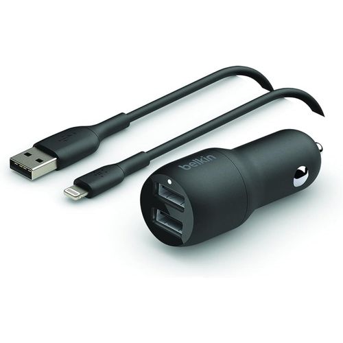 Chargeur De Voiture À Deux Ports Usb (24 W) Avec Câble Lightning (Chargeur De Voiture Boost Charge, Chargeur De Voiture À 2 [2357]