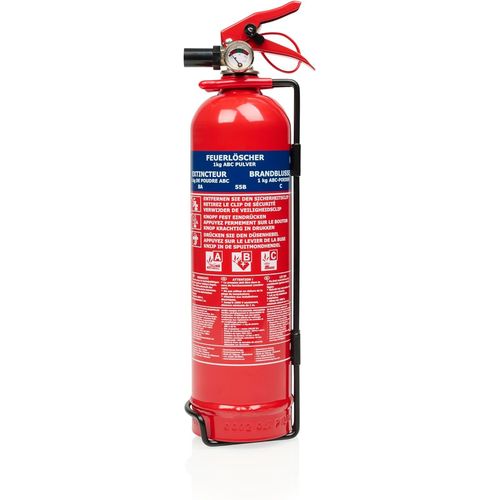 Extincteur Poudre - 1 kg - pour Feux ABC - Adapté pour véhicules & domiciles - Support Inclus - FEX-18116[1789]
