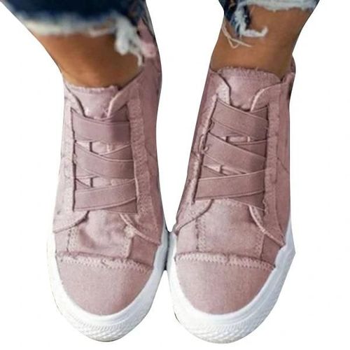 Chaussures De Soutien De L'arche À Ressort Semelle Épaisse Chaussures En Toile Décontractées Avec Fermeture À Sangle Élastique Mise En Place Rapide Pour Les Femmes Au Quotidien Rose,43