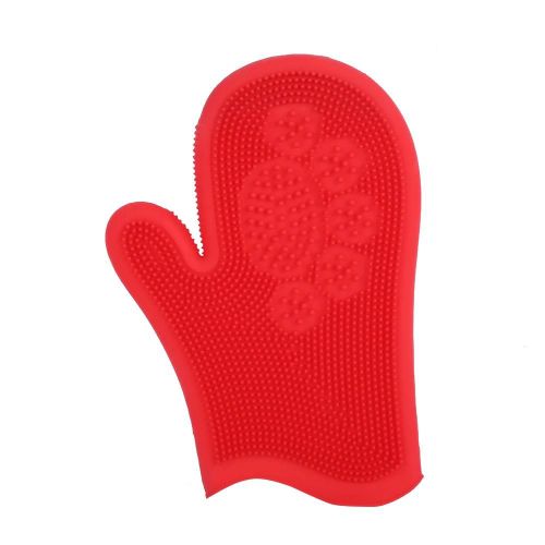 Silicone Imperméable Pour Animaux De Compagnie Brosse De Bain Toilettage Gants De Massage Peigne À Poils De Chien Rouge