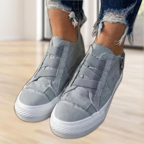 Chaussures De Soutien De L'arche À Ressort Semelle Épaisse Chaussures En Toile Décontractées Avec Fermeture À Sangle Élastique Mise En Place Rapide Pour Les Femmes Au Quotidien Gris,41
