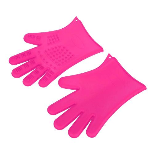 Silicone Imperméable Pour Animaux De Compagnie Brosse De Bain Toilettage Massage Gants Chien Cheveux Peigne Rose