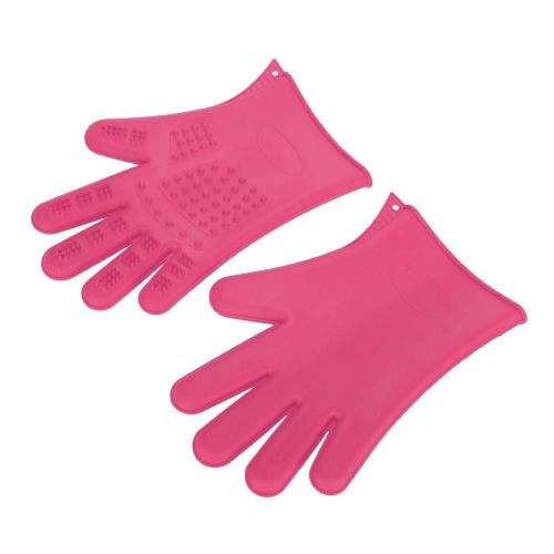 Silicone Imperméable Pour Animaux De Compagnie Brosse De Bain Toilettage Massage Gants Peigne Cheveux De Chien Rose Rouge