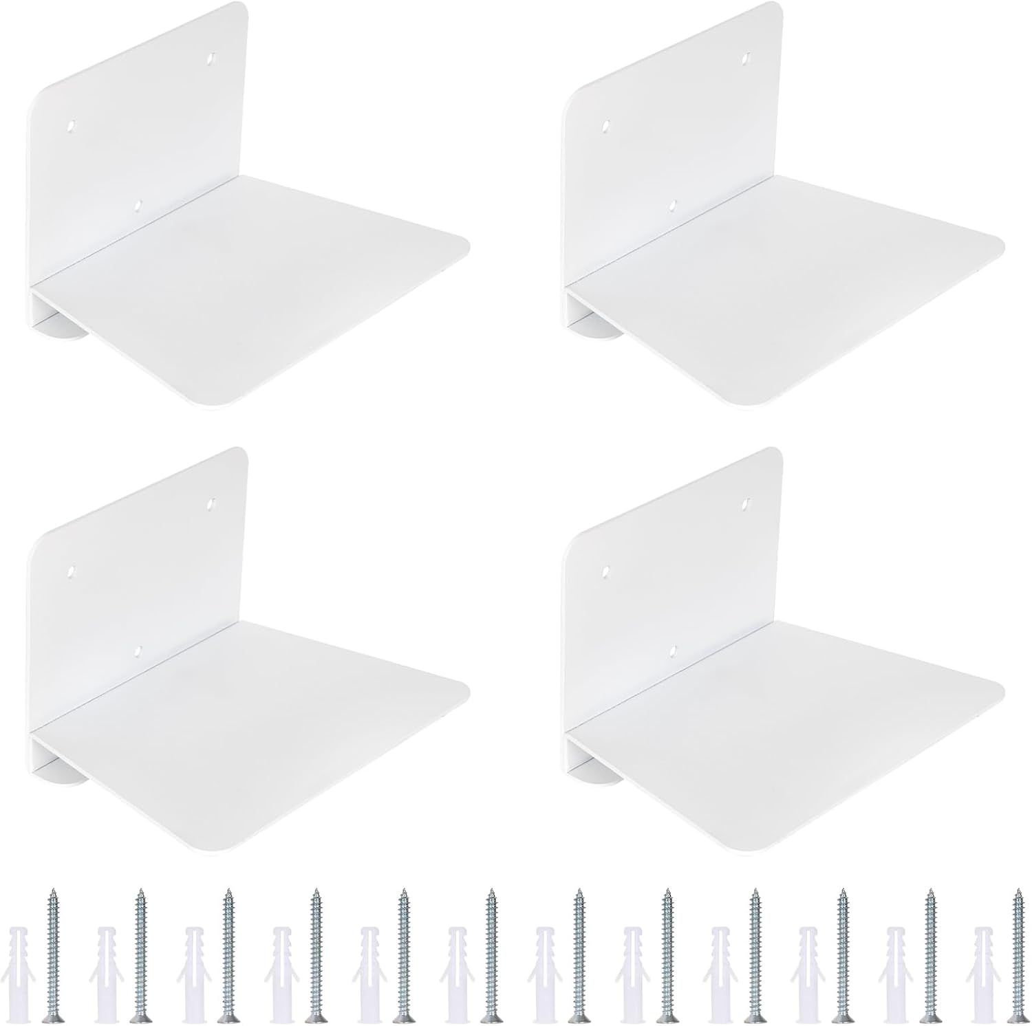Gothicana By Emplot De 4 Étagère Flottantes Pour Livres, Etagere Flottante Murale Blanche, Metal Étagères Invisibles Murale Livre, Bibliothèque Murale Etagères Flottantes, Pour Chambre À Coucher, Bur