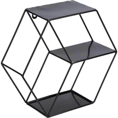 Gothicana By Empétagères Hexagonales, Étagère À Plantes Simple En Fer Forgé Hexagonal Chambre Salon Bureau Étagère Murale Décoration Étagère Suspendue(Noir)