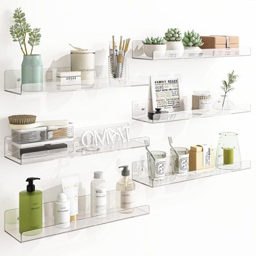Gothicana By Emplot De 6 Étagères Murales En Plastique Transparent, Design Moderne, Étagère Murale Polyvalente, Étagère De Rangement Pour Chambre À Coucher, Salon, Cuisine, Salle De Bains, Bibliothèq