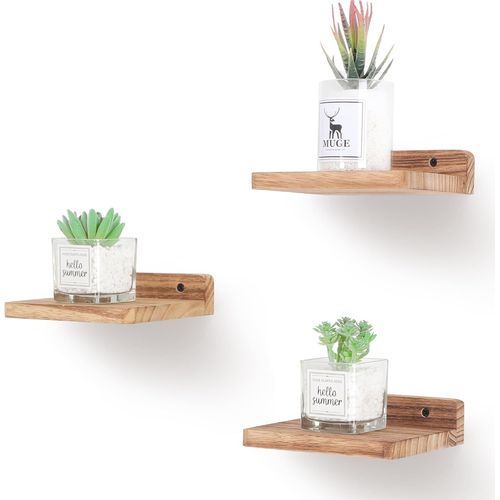 Gothicana By Emppetite Étagère Flottante De 12,7 X 15,2 Cm Avec Rebords Pour Mur, Mini Étagères, Étagère En Bois Rustique Pour Chambre À Coucher, Salon, Salle De Bain, Cuisine (Noir Carbonisé)