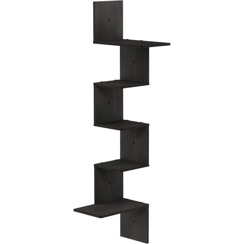 Gothicana By Emprossi Modern Étagère Murale D'angle Flottante À 5 Niveaux, Espresso, Expresso, One Size