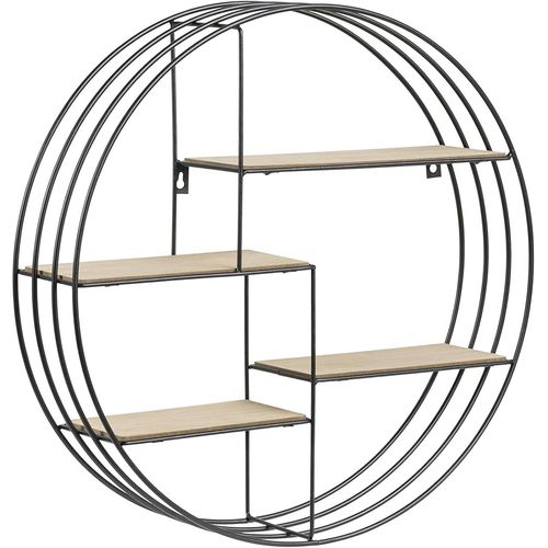 Gothicana By Empnadine Etagère Murale Ronde En Métal Noir Avec 4 Étagères, Petite Décoration Murale, Étagère Suspendue De Style Industriel, H : 45 X L : 45 X P : 10 Cm, 1 Pce