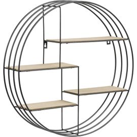Gothicana By Empnadine Etagère Murale Ronde En Métal Noir Avec 4 Étagères, Petite Décoration Murale, Étagère Suspendue De Style Industriel, H : 45 X L : 45 X P : 10 Cm, 1 Pce