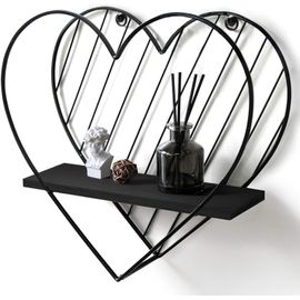 Gothicana By Empetagere Murale Noire En Métal Étagères Flottantes Coeur Design Industriel Moderne Ferme Style Fantaisie Décoration Unique Pour Salle De Bain Chambre