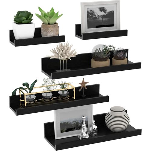 Gothicana By Emplot De 5 Étagères Murales En Bois Rustique, Étagères Flottante Murale Noir Pour Salon, Chambre Et Bureau - 40cm