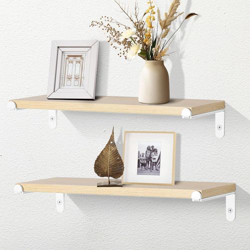 Gothicana By Emplot De 2 Etagere Murale Rustique En Bois, 40cm Brun Clair Etagères Flottantes Suspendues, Tablettes Flottantes Rangement Pour Cuisine, Chambre, Salon