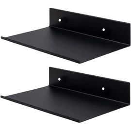 Gothicana By Emppetite Etagere Murale 2 Pièces Étagères Murales En Métal Noir Tablettes Flottantes Pour Décorations Étagère Murale En Alliage D'aluminium Étagère De Rangement Style Industriel Vis Inc
