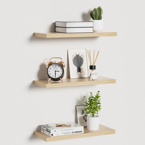Gothicana By Emplot De 3 Étagères Flottantes En Bois De Paulownia De 40 Cm, Style Rustique Pour Chambre À Coucher, Salon, Cuisine, Bureau (40 Cm, Rustique)