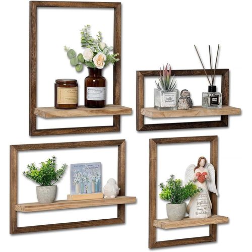 Gothicana By Emplot De 4 Etagere Murale Bois, Étagère Murale Flottantes Pour Décoration Murale, Étagère Flottante, Décoration Murale Petite Tablette Murale Retro Pour Salon Chambre Bureau Salle De Ba