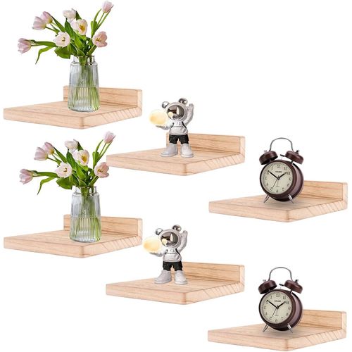 Gothicana By Emplot De 6 Petites Étagères Murales Flottantes Carrées En Bois Pour Chambre À Coucher, Salon, Salle De Bain, 12,6 X 14 X 3,9 Cm, Marron