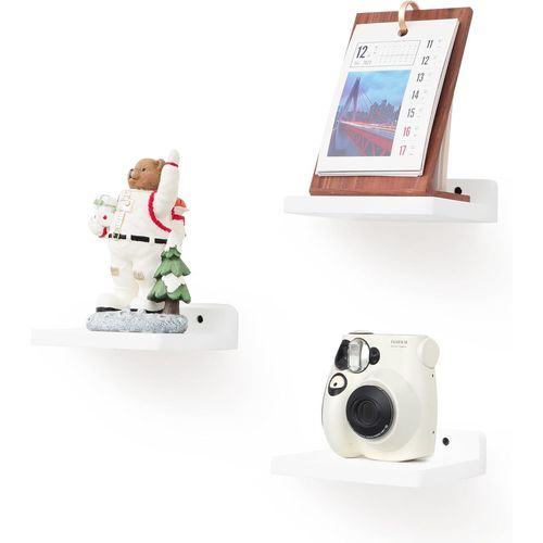 Gothicana By Emppetite Étagère Flottante, 12,7 X 15,2 Cm, Barres D'exposition Murales, Mini Étagères En Bois Rustique Pour Chambre À Coucher, Salon, Salle De Bain, Cuisine (3, Blanc Rustique)