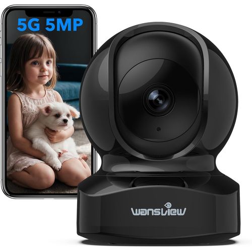 3k 5mp Camera Surveillance Wifi Interieur - 2.4g/5g Wifi Babyphone Camera, Suivi Intelligent 360°, Enregistrement Continu 24/7 Avec Carte Microsd, Compatible Avec Alexa Pour Bébé (Noire)