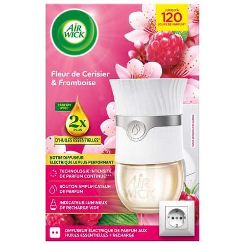 AIR WICK Diffuseur Electrique désodorisant Huiles essentielles Fleur de Cerisier & Framboise