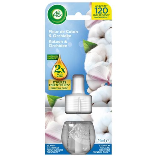 AIR WICK Recharge Diffuseur désodorisant Electrique Huiles essentielles Coton et Orchidée