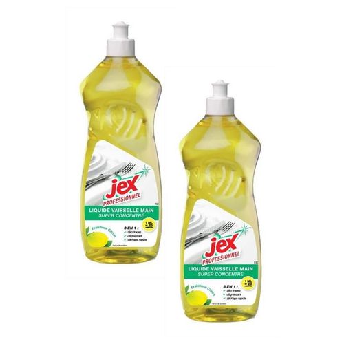 JEX Professionnel Lot de 2 Flacons 1 Litre de Liquide vaisselle doux pour les mains parfum citron
