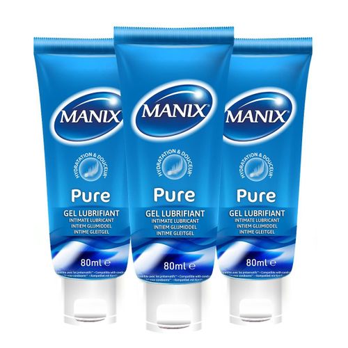 Manix Lot De 3 Gels Lubrifiant Intime Pure À Base D'eau - 80ml