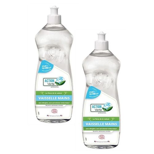 ACTION VERTE Lot de 2 Flacons 1L liquide vaisselle main ECOCERT