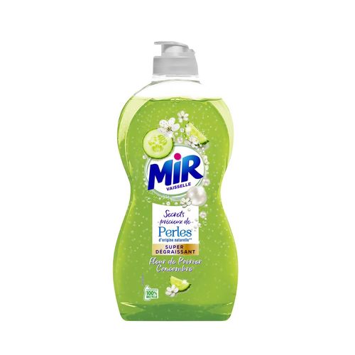 Mir Vaisselle Secrets de Perles ¿ Liquide Vaisselle (450mL) ¿ Fleur de Poirier & Concombre ¿ Vaisselle Main