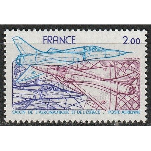 34ème Salon International L'Aéronautique Et De L'Espace. Mirage 2000 Timbre Poste Aérienne Neuf** 1981 N° 54