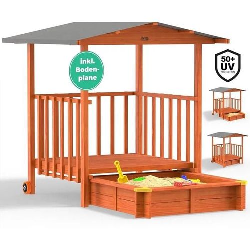 Bac À Sable En Bois Merle ¿ 143 X 130 X 130 Cm ¿ Cabane De Jeu Avec Protection Uv 50+