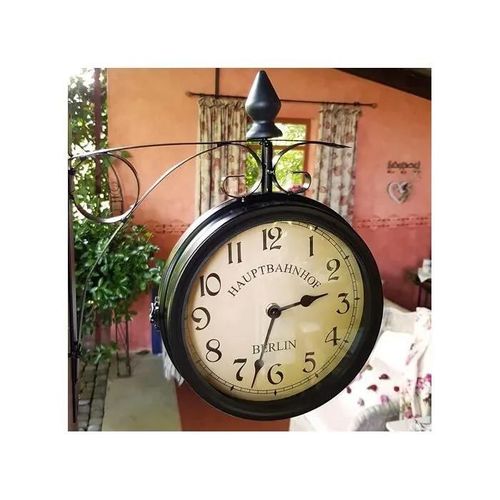 Horloge de Gare Noire à Double Face